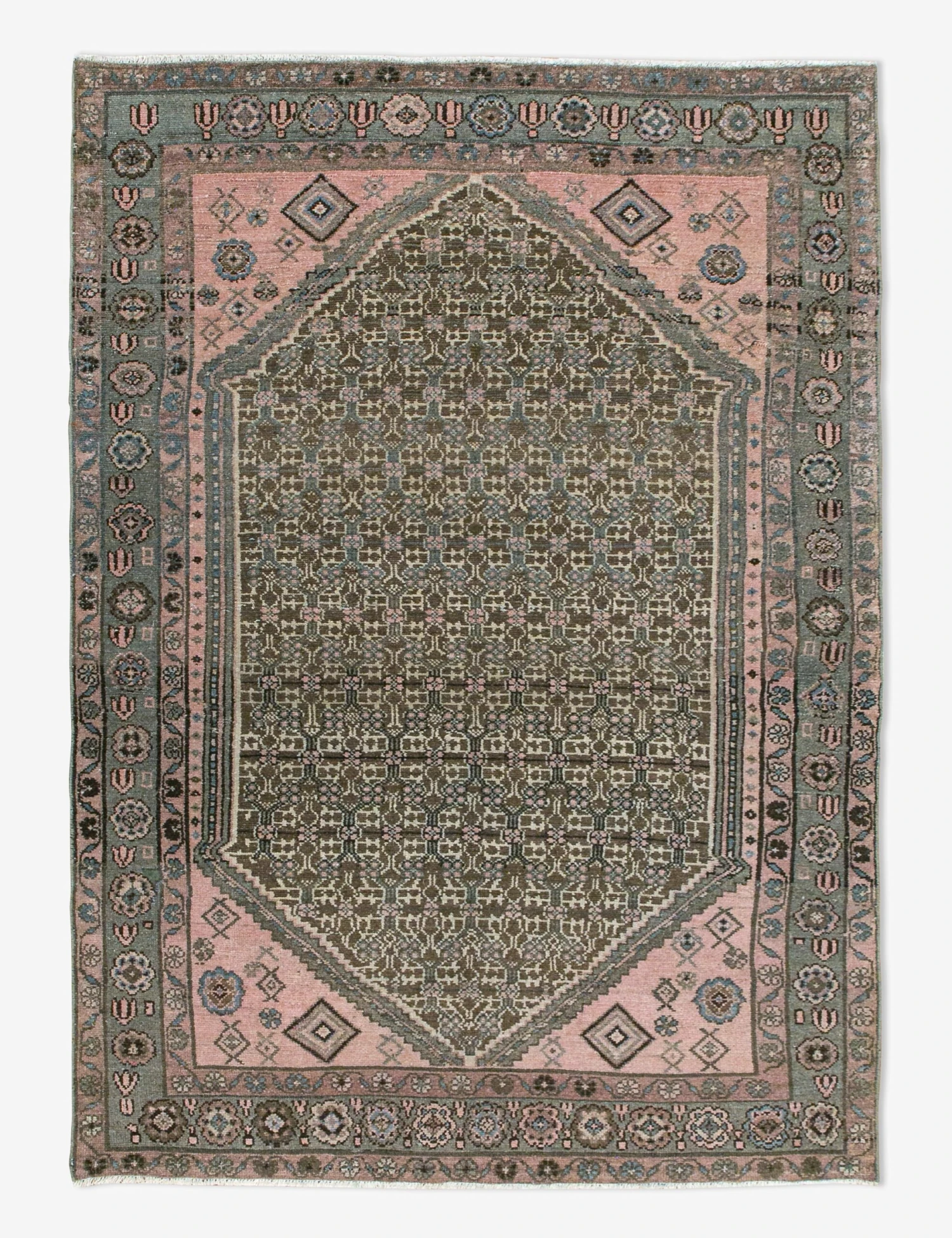 Vintage Turkish Hand-Knotted Wool Rug No. 450, 4'1" X 6'5" 3 Vintage Turkish Hand-Knotted Wool Rug No. 450, 4'1" X 6'5"