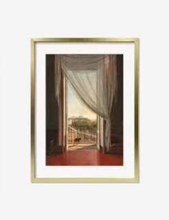 A View Of Naples Through A Window Print By Franz Ludwig Catel -Home Decor Sale AViewofNaplesthroughWindowGoldMatted