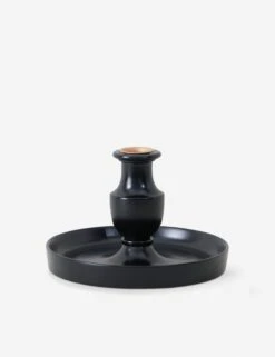 Kana Candlestick With Tray -Home Decor Sale CS03 EBOKANACANDLESTICKWITHTRAY SMALLINEBONY HEATHERPLSREVIEW