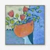 Three Flowers In Orange Vase Print By Jill Krasner -Home Decor Sale K JHK 22 0507 S