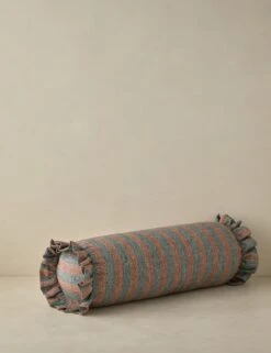 Amaroso Linen Ruffle Bolster Pillow -Home Decor Sale LitaLinenPillow BlushandJade Bolster A0658634 Product 0489