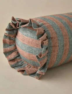 Amaroso Linen Ruffle Bolster Pillow -Home Decor Sale LitaLinenPillow BlushandJade Bolster A0658634 Product 0490