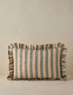 Amaroso Linen Ruffle Pillow -Home Decor Sale LitaLinenPillow BlushandJade Lumbar A0658635 Product 0459