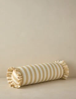 Amaroso Linen Ruffle Bolster Pillow -Home Decor Sale LitaLinenPillow IvoryandButter Bolster A0658637 Product 0478