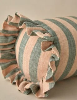 Amaroso Linen Ruffle Bolster Pillow -Home Decor Sale LitaLinenPillow RoseandIndigo Bolster A0658631 Product 0484