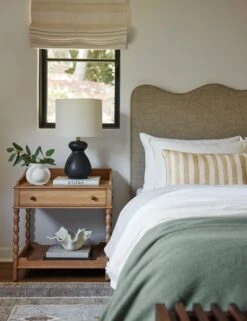 Painterly Stripe Linen Pillow By Sarah Sherman Samuel -Home Decor Sale Lulu and Georgia TopiaNightstandVignette 0641 LIFESTYLE Site Crop Lifestyle 2