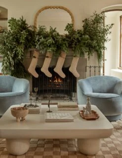 Lanie Linen Stocking By Sarah Sherman Samuel -Home Decor Sale Lulu and Georgia 1 HolidayLiving1 HORIZ 2852 2 Site Crop Lifestyle