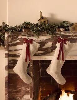 Felina Stocking -Home Decor Sale Lulu and Georgia 20250606 FallCollection0621 LINEN TAUPE CHERRY BOWS Site Crop LIFESTYLE