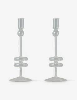 Glass Candlestick Pair (Set Of 2) By EtúHOME -Home Decor Sale Lulu and Georgia GEY517EC2 etuhome Clear Glass Candlestick Pair Medium 1 Product