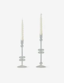 Glass Candlestick Pair (Set Of 2) By EtúHOME -Home Decor Sale Lulu and Georgia GEY517EC2 etuhome Clear Glass Candlestick Pair Medium 2 Product
