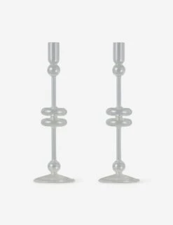Glass Candlestick Pair (Set Of 2) By EtúHOME -Home Decor Sale Lulu and Georgia GEY517GC2 etuhome Clear Glass Candlestick Pair Large 1 Product
