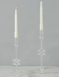 Glass Candlestick Pair (Set Of 2) By EtúHOME -Home Decor Sale Lulu and Georgia GEY517GC2 etuhome Clear Glass Candlestick Pair Large 2 Product