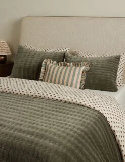 Amaroso Linen Ruffle Pillow -Home Decor Sale Lulu and Georgia LitaLinenPillow BlushandJade Lumbar A0658635 1749 Lifestyle