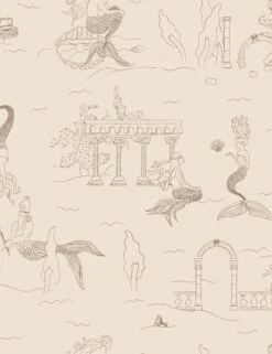 Mermaid Toile Wallpaper By Sarah Sherman Samuel -Home Decor Sale Lulu and Georgia MERMAIDTOILE Product