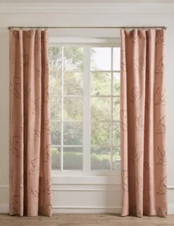 Narsi Embroidered Linen Curtain Panel By Sarah Sherman Samuel -Home Decor Sale Lulu and Georgia NarsiEmbroideredLinenCurtainPanel Blush 50 x96 4546 Product