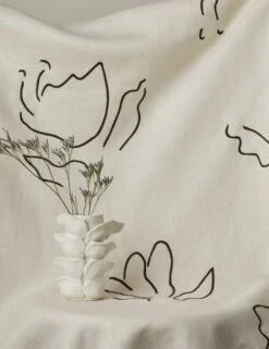 Narsi Embroidered Linen Fabric By Sarah Sherman Samuel -Home Decor Sale Lulu and Georgia NarsiEmbroideredLinenFabric Ivory L0490249 0709 Product