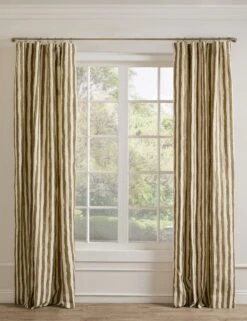 Painterly Stripe Linen Curtain Panel By Sarah Sherman Samuel -Home Decor Sale Lulu and Georgia PainterlyStripeLinenCurtainPanel DarkOlive 50 x96 4531 Product