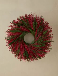 Preserved Red Flax + Cedar Wreath