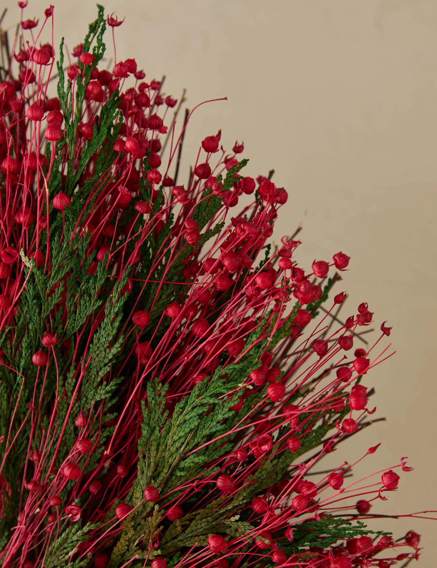 Preserved Red Flax + Cedar Wreath 4 Preserved Red Flax + Cedar Wreath - Image 2