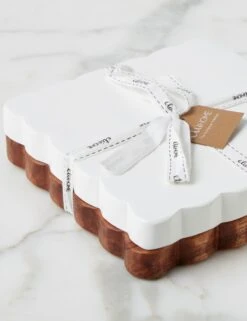 Scalloped Wood Appetizer Cheese Boards (Set Of 2) By EtúHOME -Home Decor Sale Lulu and Georgia RMN636AU2 etuhome Square Scalloped Board Duo 11 2 Product