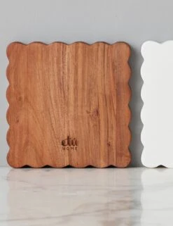 Scalloped Wood Appetizer Cheese Boards (Set Of 2) By EtúHOME -Home Decor Sale Lulu and Georgia RMN636AU2 etuhome Square Scalloped Board Duo 21 2 Product