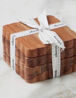 Scalloped Wood Coasters (Set Of 4) By EtúHOME -Home Decor Sale Lulu and Georgia RMN701AN2 etuhome natural scalloped coasters set of 4 4 2 Product