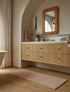 Nell Organic Cotton Bath Mat -Home Decor Sale Lulu and Georgia SITE CROP Lulu and Georgia BATH1 NellOrganicCottonBathMatRunner Blush 2 x5 A0657969 148 Lifestyle e1a4f4d0 dcce 4879 be20 f7d01bcc16f9