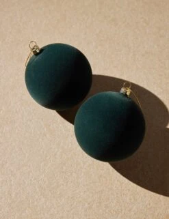 Velvet Ball Ornament (Set Of 2) By Cody Foster And Co -Home Decor Sale Lulu and Georgia Setof2VelvetOrnaments DarkGreen A0656673 Product Holiday