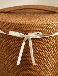 Tyna Rattan Lidded Hamper -Home Decor Sale Lulu and Georgia TynaRoundLiddedHamper Lined A0660713 813 Product