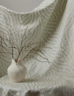 Willow Vine Embroidery Linen Fabric By Scalamandré -Home Decor Sale Lulu and Georgia Willow Vine Embroidery Celery L04846032126 LIFESTYLE