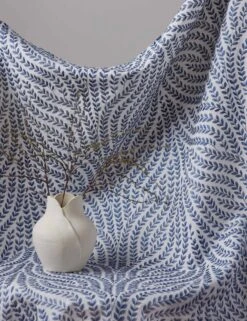 Willow Vine Embroidery Linen Fabric By Scalamandré -Home Decor Sale Lulu and Georgia Willow Vine Embroidery Navy L04846022122 LIFESTYLE