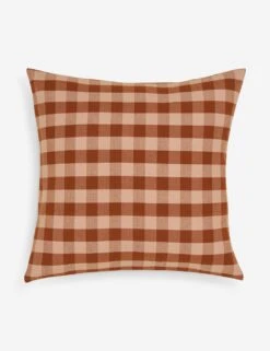 Essential Gingham Pillow By Hawkins New York -Home Decor Sale Lulu and Georgia essential gingham blush terracotta pillow HNY.300.20.040.095 clean Product