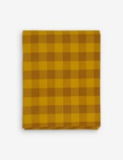 Gingham Shower Curtain By Hawkins New York -Home Decor Sale Lulu and Georgia essential gingham mustard bronze shower curtain folded HNY.600.50.060.365 clean Product