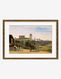 Monte Pincio, Rome Print By Jean-Baptiste-Camille Corot -Home Decor Sale MontePincio RomeBronzeGoldOrnateMatted