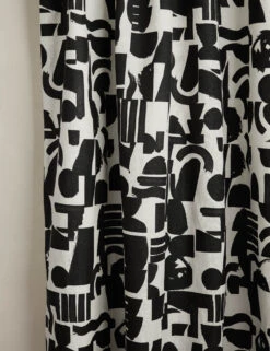 Organic Shapes Linen Curtain Panel By Sarah Sherman Samuel -Home Decor Sale OrganicShapesCurtainPanel BlackandIvory 50 x84 withCottonLining L0468136 3 Product