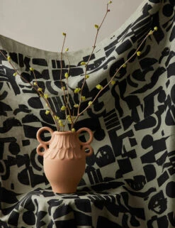 Organic Shapes Linen Fabric By Sarah Sherman Samuel -Home Decor Sale OrganicShapesLinenFabric KhakiandBlackbySarahShermanSamuel L04698581917 StudioLifestyle