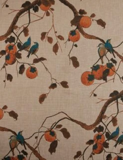 Persimmon Birds Flax Linen Fabric By Nathan Turner -Home Decor Sale PersimmonBirdsFlaxLinenFabricbyNathanTurner WashedSienna L0474194 8Product