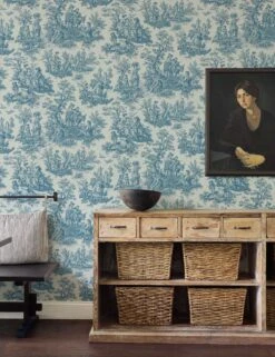 Country Life Toile Peel + Stick Wallpaper By Waverly -Home Decor Sale RMK11868WP O4A9927 withart 2