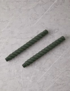 Rope Taper Candles (Set Of 2) By Greentree Home -Home Decor Sale RopeTapers setof2 AntiqueGreen 15033