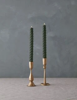 Rope Taper Candles (Set Of 2) By Greentree Home -Home Decor Sale RopeTapers setof2 AntiqueGreen 15040