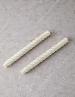 Rope Taper Candles (Set Of 2) By Greentree Home -Home Decor Sale RopeTapers setof2 Cream 15034