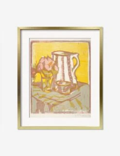Still Life With Pitcher And Flowers Print By Ernst Ludwig Kirchner -Home Decor Sale StillLifewithPitcherandFlowersGoldMatted
