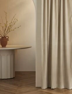 Striped Velvet Curtain Panel By Sarah Sherman Samuel -Home Decor Sale StripedVelvetCurtainPanel NaturalandOat 50 x84 L04681201520 1 StudioLifestyle