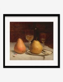 Two Pears On A Tabletop Print By Sanford Robinson Gifford -Home Decor Sale TwoPearsonaTabletopBlackmatted