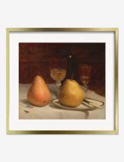 Two Pears On A Tabletop Print By Sanford Robinson Gifford -Home Decor Sale TwoPearsonaTabletopGoldMatted