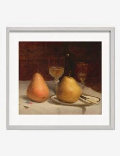 Two Pears On A Tabletop Print By Sanford Robinson Gifford -Home Decor Sale TwoPearsonaTabletopSilverMatted