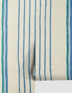 Two Tone Stripe Grasscloth Wallpaper By Nathan Turner -Home Decor Sale TwoToneStripeSeaGreenBlue