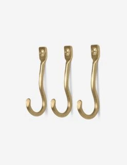 Curvature Wall Hook (Set Of 3) By Ferm Living -Home Decor Sale fermLIVING CurvatureHooksSetOf3 brass pack