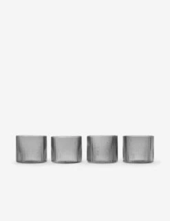 Ripple Glassware By Ferm Living -Home Decor Sale fermLIVING RippleLowGlasses SetOf4 SmokedGrey pack 1 Product e625ce06 05cd 4f76 bd46 0223bd2a9d66
