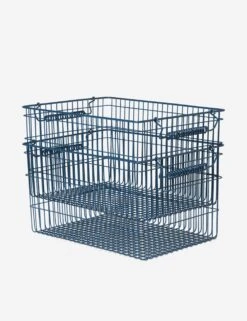 Cala Stackable Baskets (Set Of 2) By Ferm Living -Home Decor Sale fermLIVING AW24 CalaStackableBaskets SetOf2 DarkBlue 1104269879 2